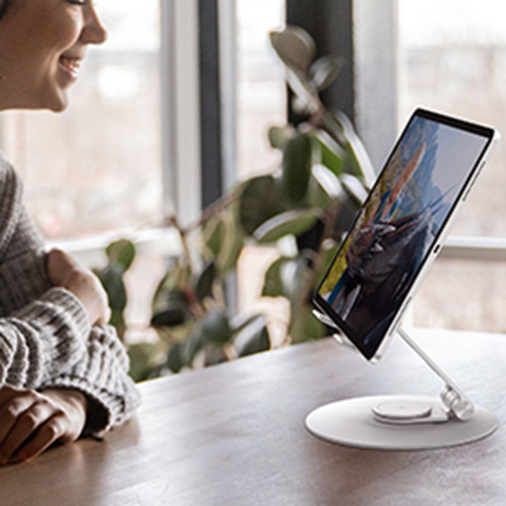 MOMAX FOLD STAND MILA KH12 360-Degree Rotating Portable Tablet Holder Aluminium Alloy Foldable Desktop Stand Bracket MOMAX FOLD STAND MILA KH12 360-Degree Rotating Portable Tablet Holder Aluminium Alloy Foldable Desktop Stand Bracket